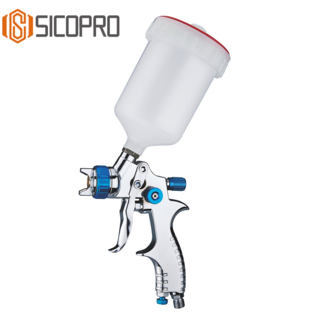 SK-897 LVLP Spray Gun with Blue Control – Lightweight Gravity Feed Paint Tool
