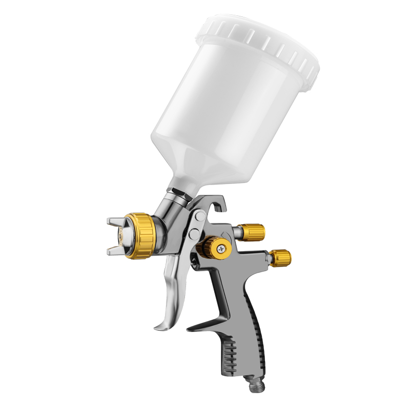 SK-2011 LVLP Chrome Gravity Feed Spray Gun with Gold Detailing – Precision Automotive Coating Tool