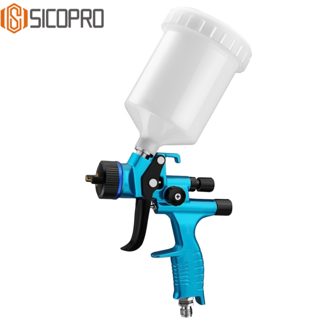 SICOPRO SK-2021 LVLP Gravity Feed Spray Gun with Anodized Blue Body