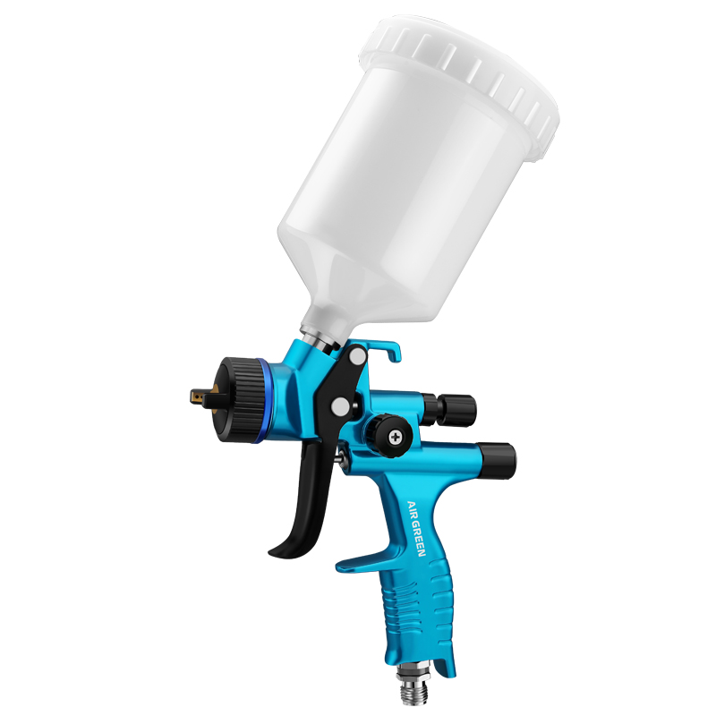 AIRGREEN SK-2021 LVLP Blue Gravity Feed Spray Gun for Automotive & Furniture Coating