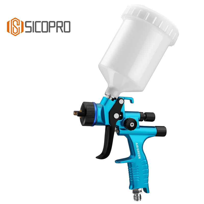 SICOPRO SK-2021 LVLP Gravity Feed Spray Gun - High Precision Blue Finish for Automotive & Industrial Use