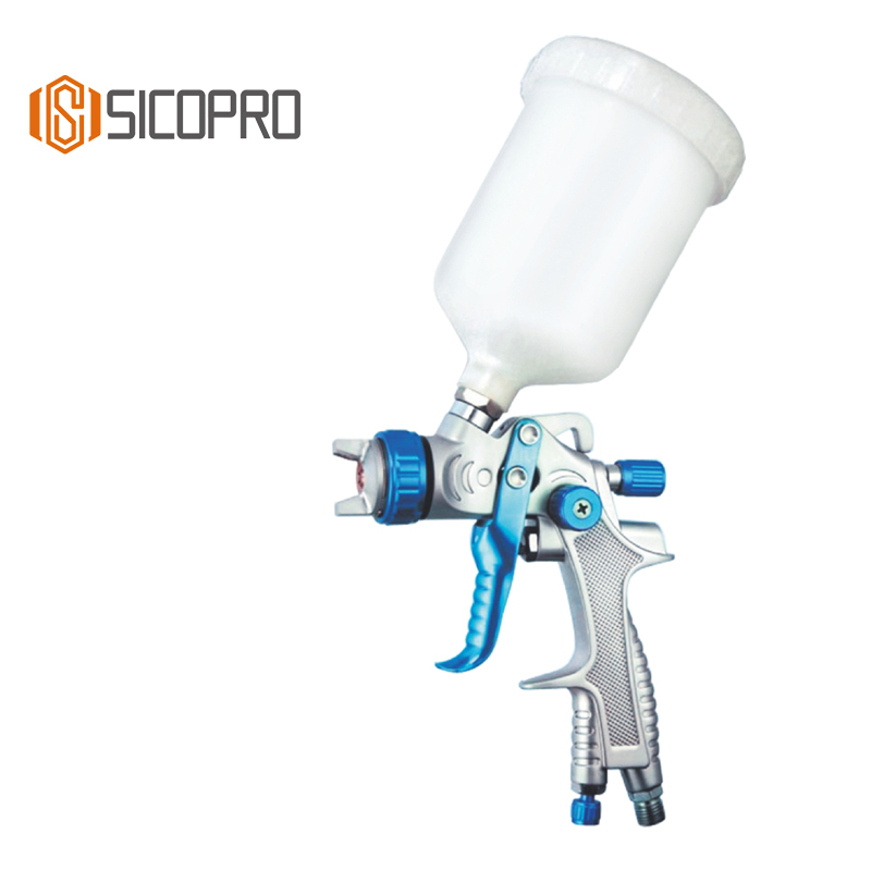 SICOPRO SK‑897 LVLP Gravity Feed Spray Gun – Blue/Metal Professional Finish Tool