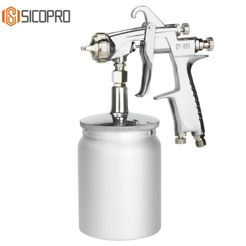 Professional Pneumatic Spray Gun Model W‑101S – 600ml Suction Feed Aluminum Body