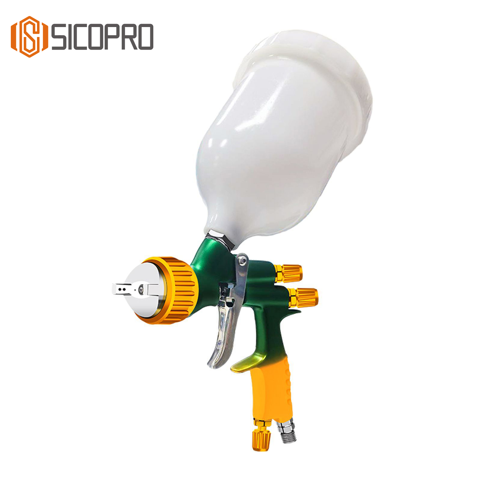 SK-2023 LVLP Spray Gun – Premium Gravity Feed Low Pressure Paint Gun (Green & Orange)