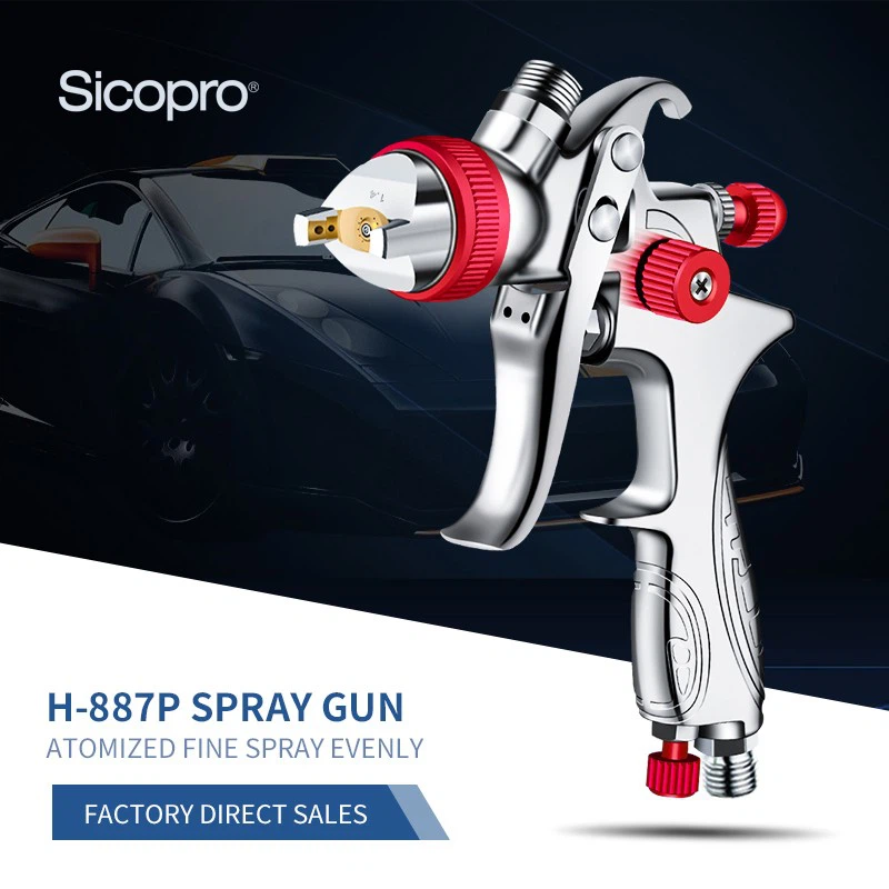 H-887P HVLP Spray Gun – Red Knob Edition – 600ml Paint Cup for Auto & Industrial Use