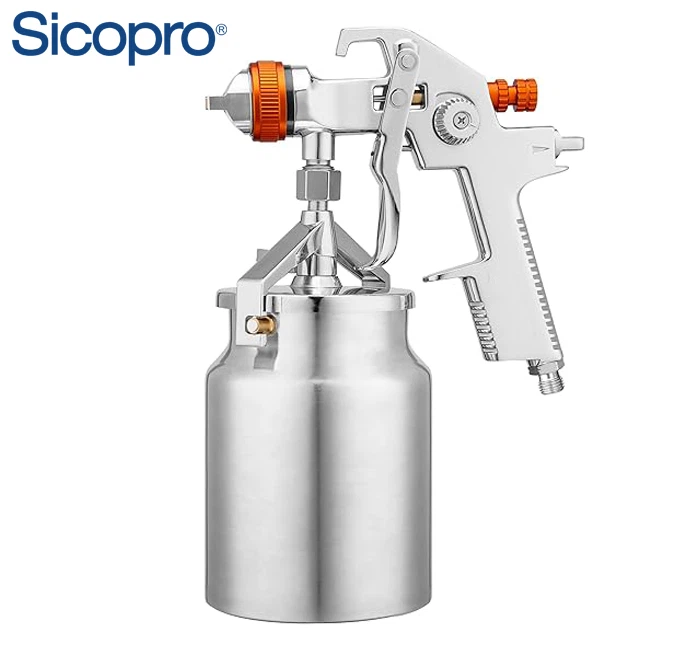 AB-17S HVLP Spray Gun – 1000ml Aluminum Cup – Orange Knobs for Automotive & Industrial Coating