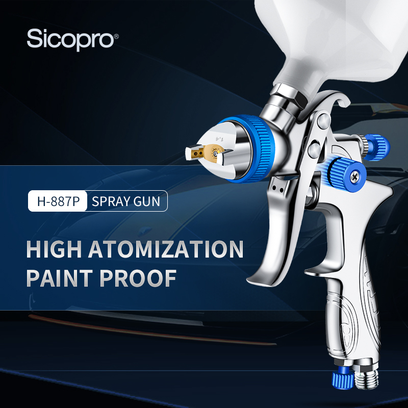 H-887P HVLP Spray Gun with 600ml Cup – Adjustable Nozzle for Automotive & Industrial Painting