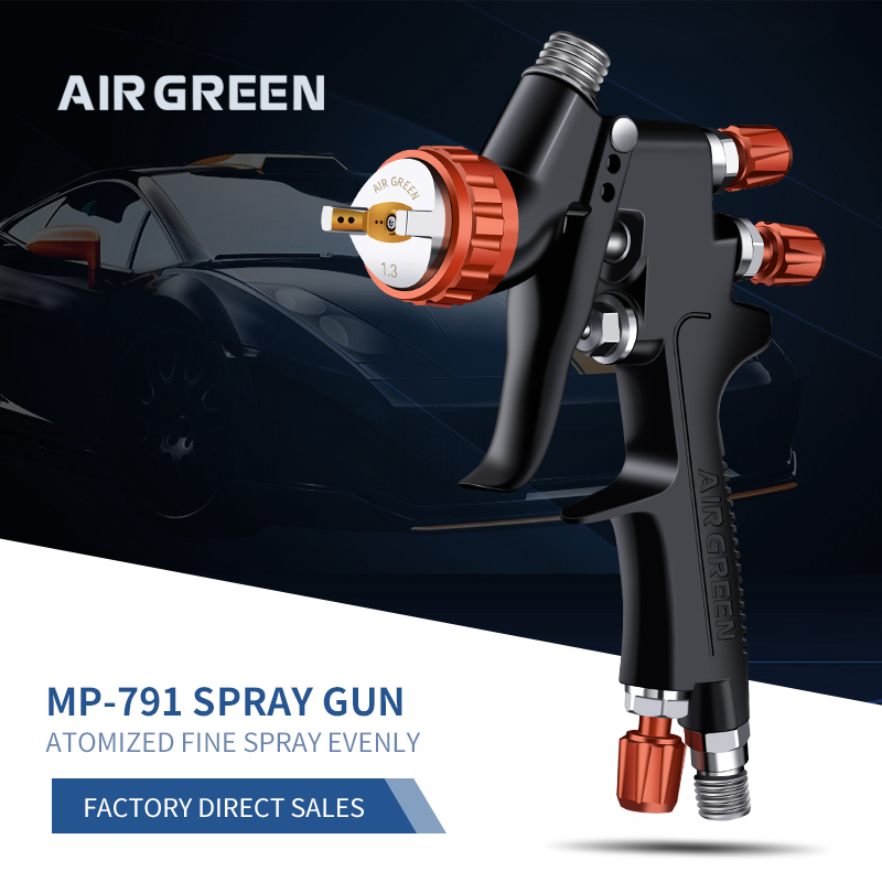 AirGreen HVLP Gravity Spray Gun Full Kit – Red Control Professional Paint Gun 1.3mm with Accessories