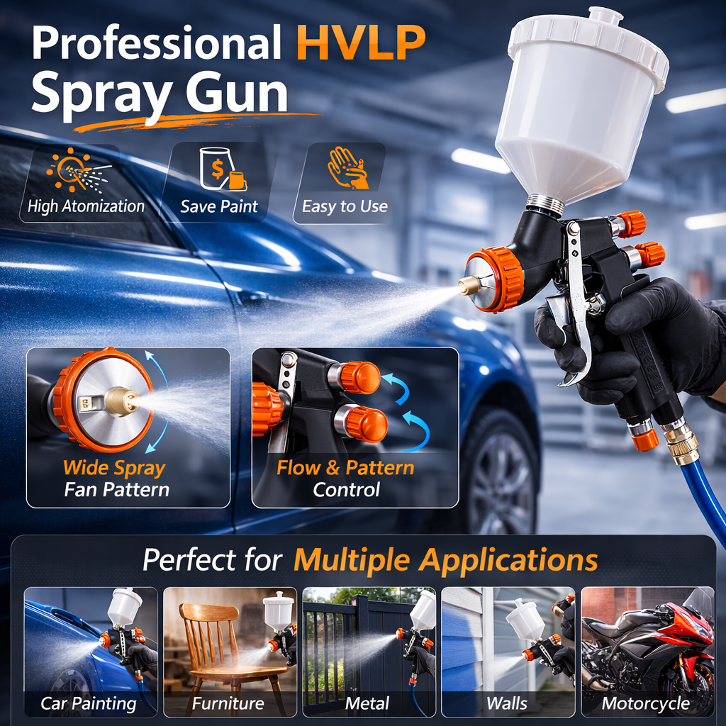 Automotive Refinishing HVLP Spray Gun with Ultra Fine Atomization
