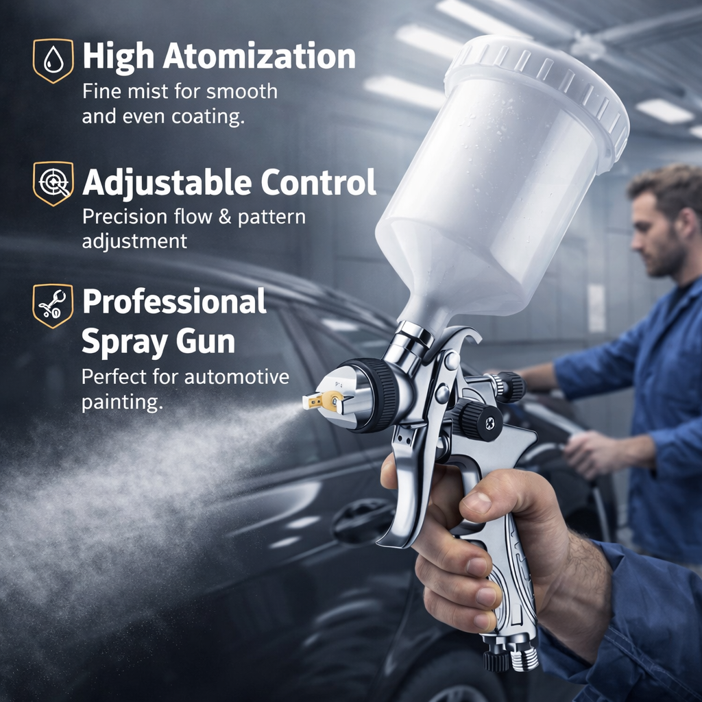 High Atomization Professional LVLP Spray Gun 600ml Gravity Feed Car Paint Sprayer
