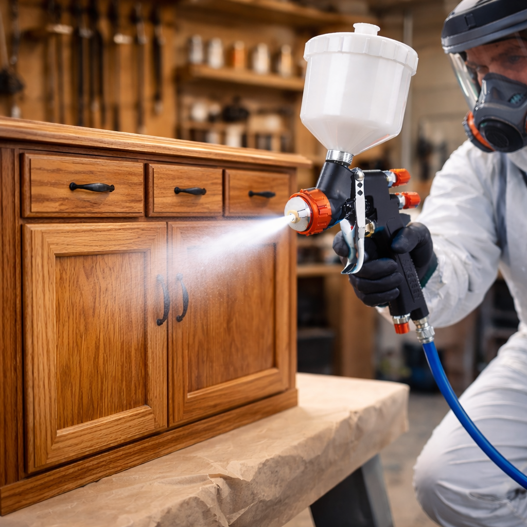 600cc Gravity Feed HVLP Paint Spray Gun for Large Surface Coating