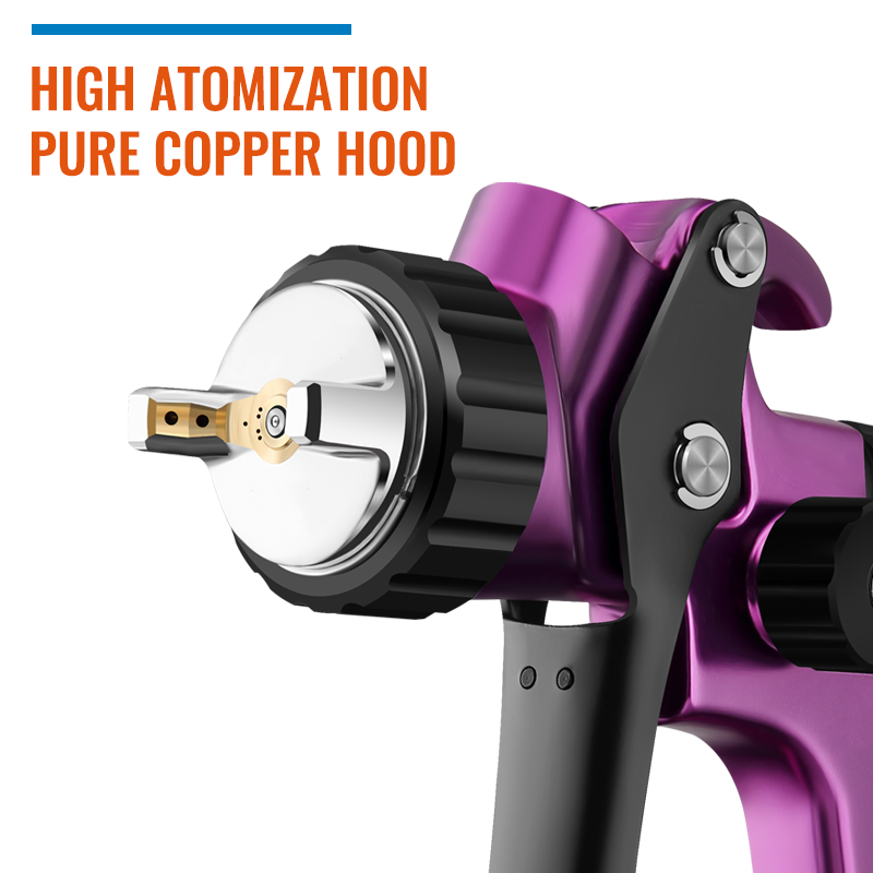 S-50 Mini LVLP Spray Gun – Purple Touch-Up Paint Sprayer for Fine Detail Work