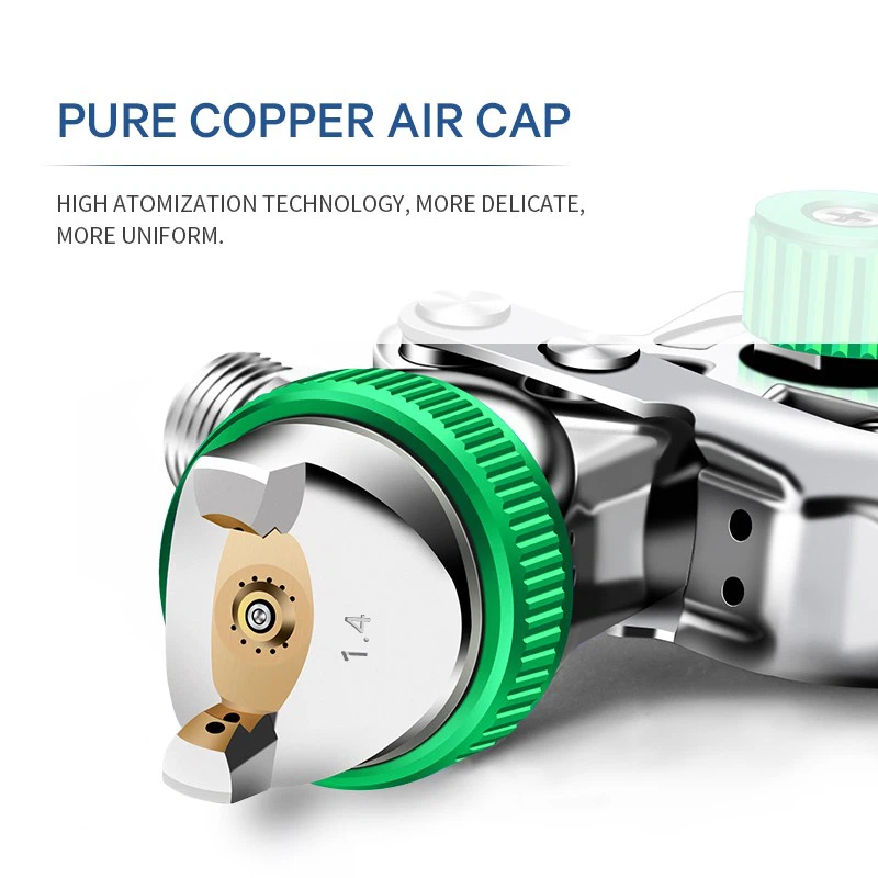 H-887P HVLP Spray Gun – Green Adjustable Knobs – 600ml Cup for Auto & Industrial Paint