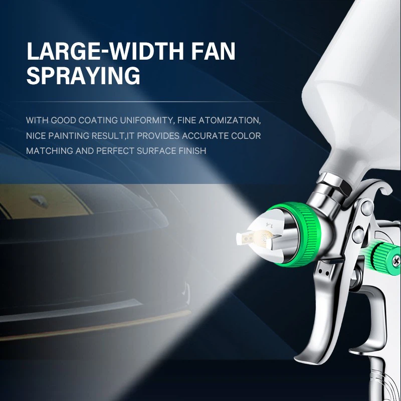 H-887P HVLP Spray Gun – Green Adjustable Knobs – 600ml Cup for Auto & Industrial Paint