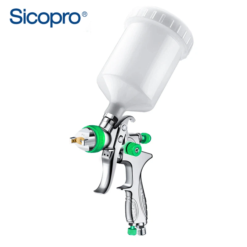 H-887P HVLP Spray Gun – Green Adjustable Knobs – 600ml Cup for Auto & Industrial Paint