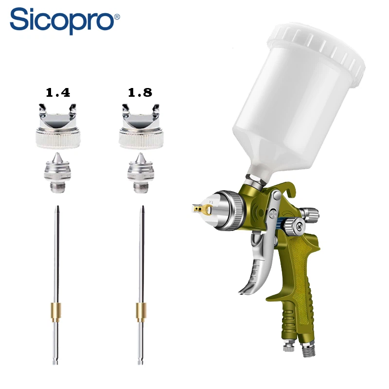 SK-897 LVLP Spray Gun – Yellow High Atomization 600ml Gravity Feed for Automotive Refinishing