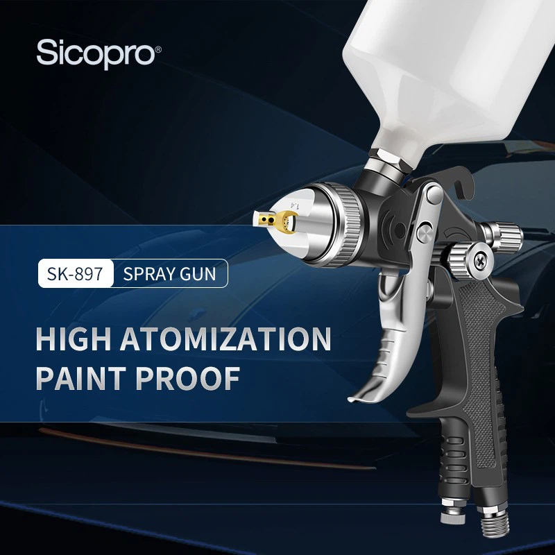 SK-897 LVLP Spray Gun Set – 600ml Gravity Feed, 1.4mm & 1.8mm Nozzles for Automotive & Furniture Refinishing
