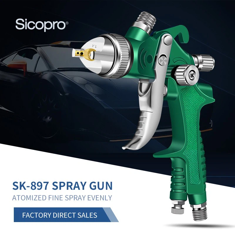 SK-897 LVLP Spray Gun – Green High Atomization 600ml Gravity Feed for Automotive Refinishing