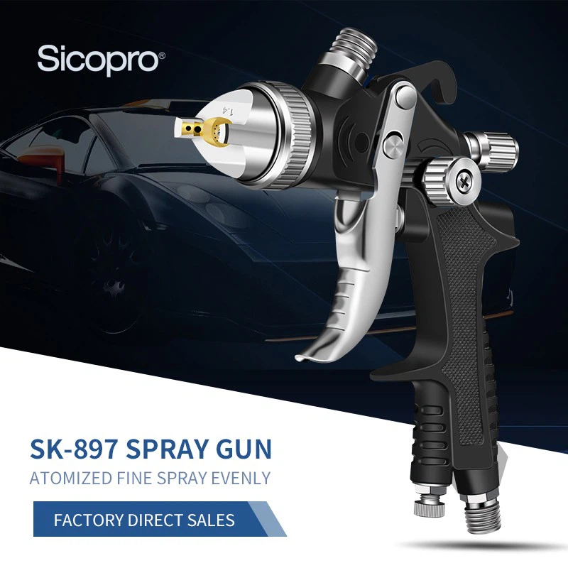 SK-897 LVLP Spray Gun Set – 600ml Gravity Feed, 1.4mm & 1.8mm Nozzles for Automotive & Furniture Refinishing