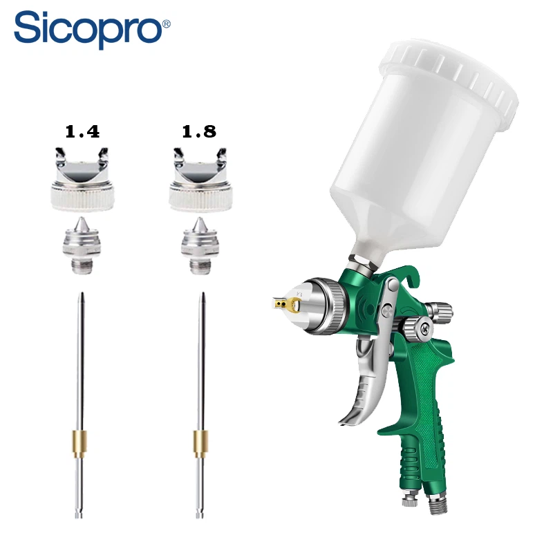 SK-897 LVLP Spray Gun – Green High Atomization 600ml Gravity Feed for Automotive Refinishing