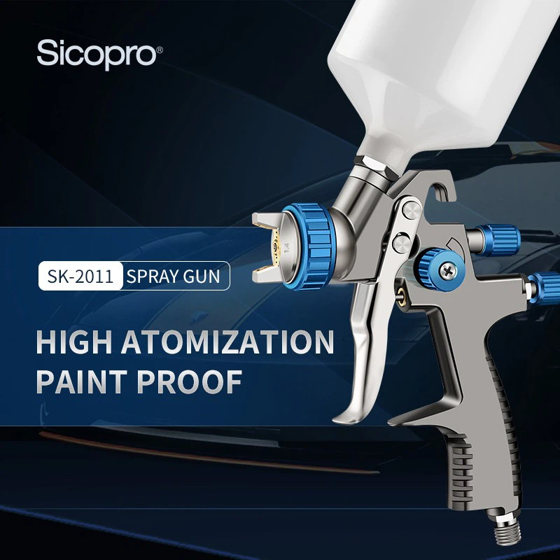 SK-2011 LVLP Spray Gun – 1.4mm Nozzle, Blue Adjustment, 600ml Gravity Feed, Metal Body