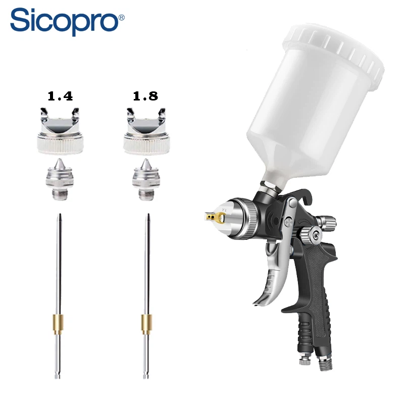 SK-897 LVLP Spray Gun Set – 600ml Gravity Feed, 1.4mm & 1.8mm Nozzles for Automotive & Furniture Refinishing