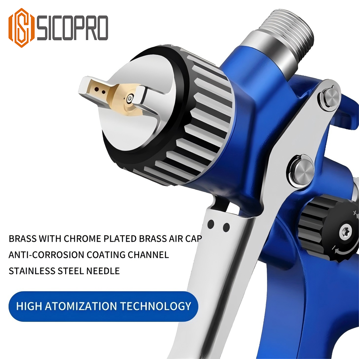 SICOPRO ProLine LVLP Spray Gun - Black and Orange Precision Sprayer