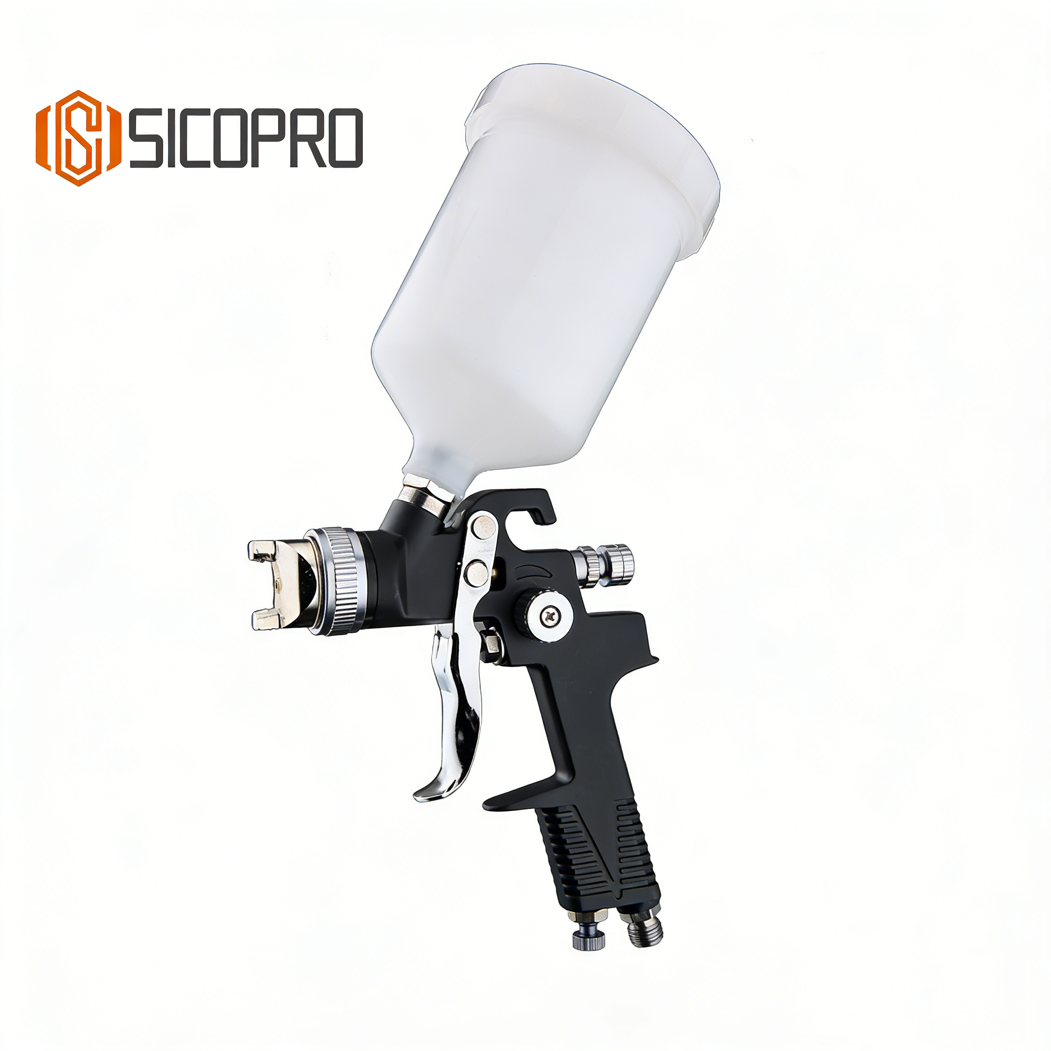 H970P LVLP Spray Gun with Silver Adjusters - Precision Refinish Tool