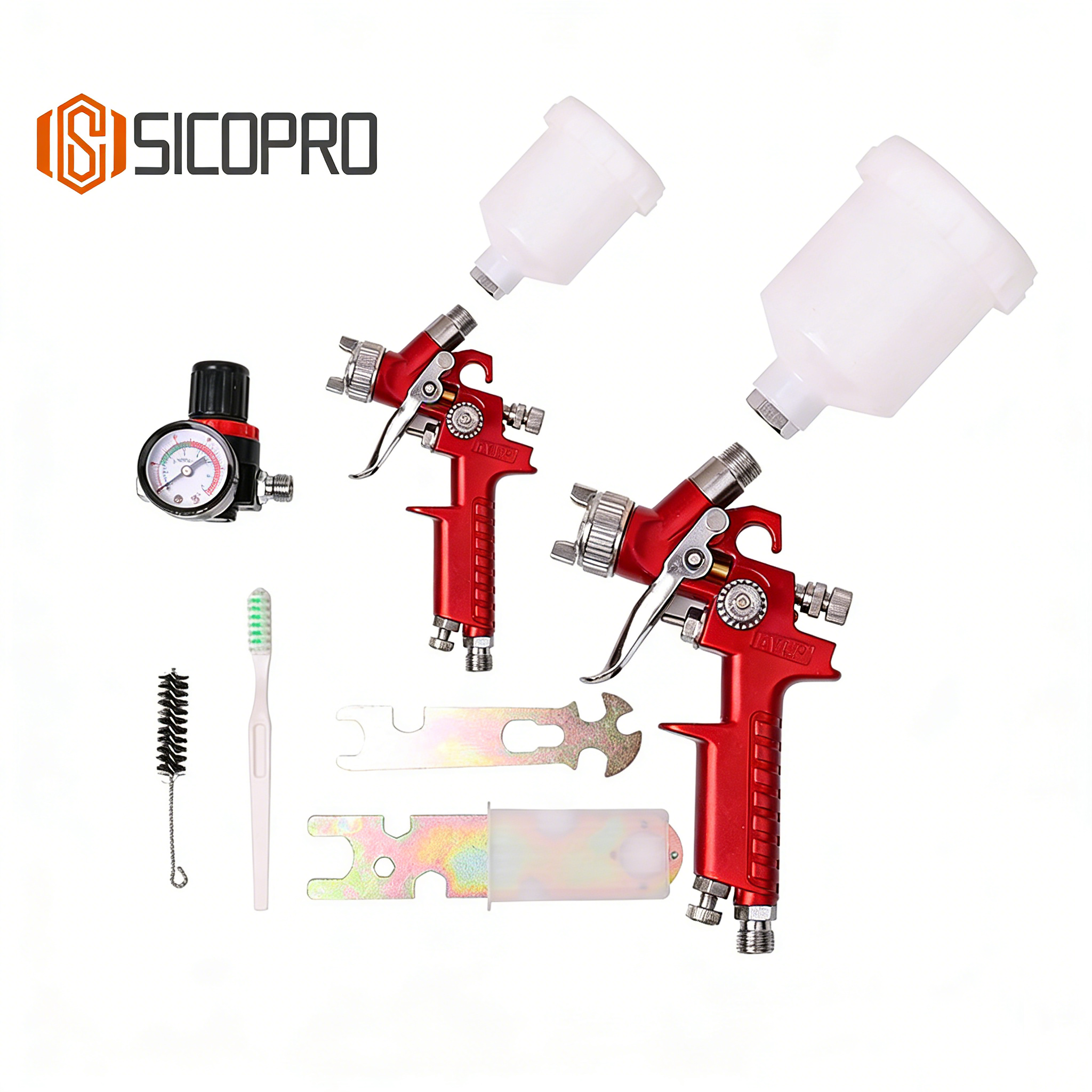 SICOPRO Red LVLP Spray Gun Kit - Gravity Feed Paint Sprayer Set