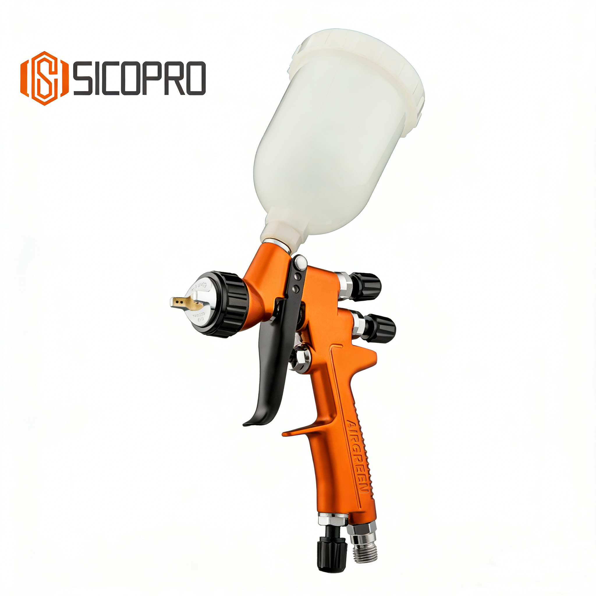 mini888 LVLP Gravity Feed Spray Gun – Orange Finish