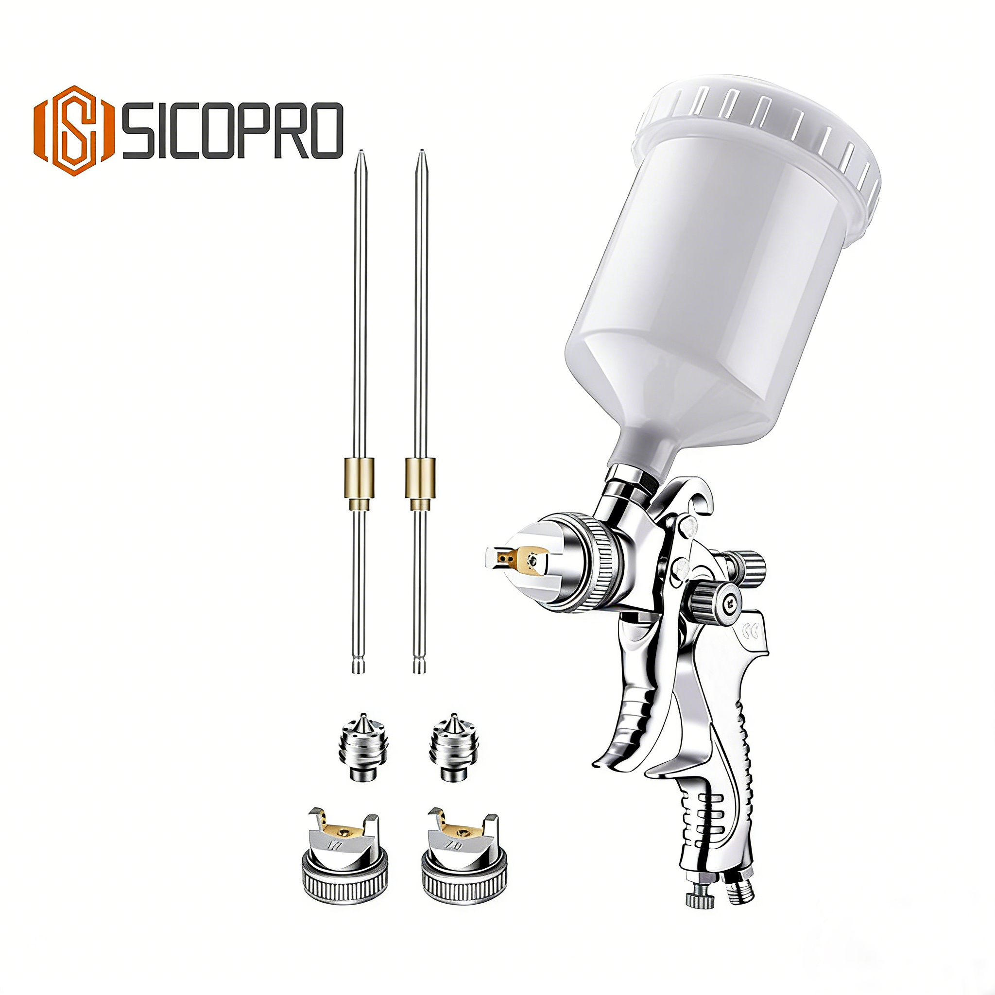 SICOPRO 2008 Set LVLP Refinished Spray Gun Kit - Full Chrome Edition