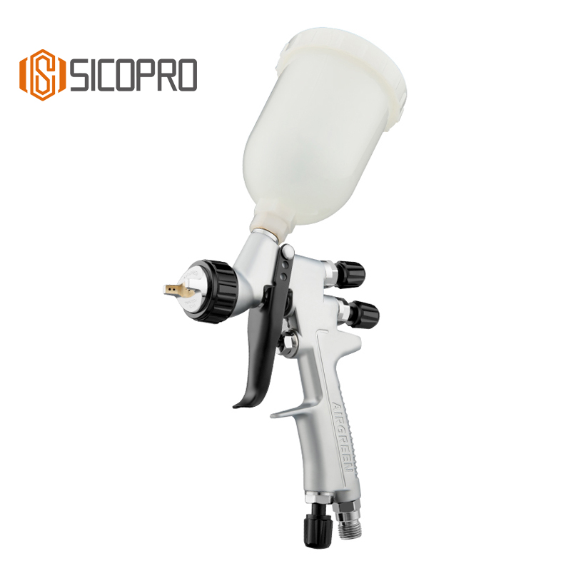 MINI888 LVLP Gravity Feed Spray Gun – Silver Body Professional Refinishing Tool