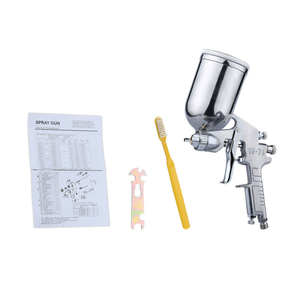 W-71 Professional Gravity Feed Spray Gun with 600ml Cup and Cleaning Accessories