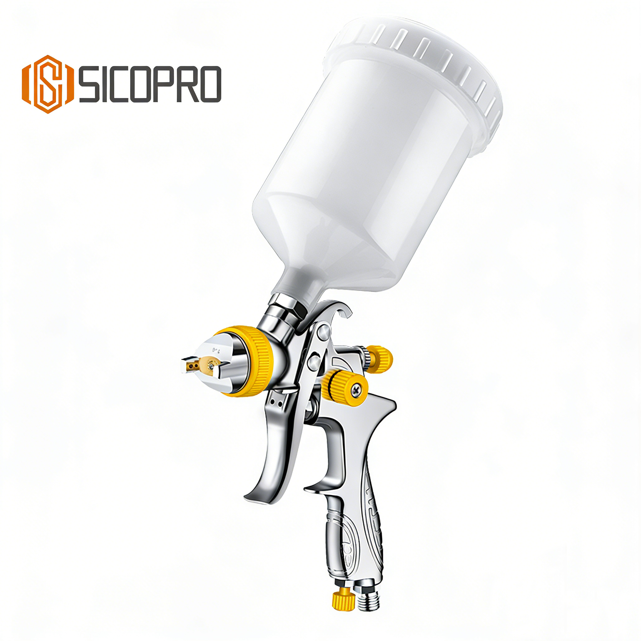 H-887P LVLP Gravity Feed Spray Gun - Yellow Adjustment Knobs