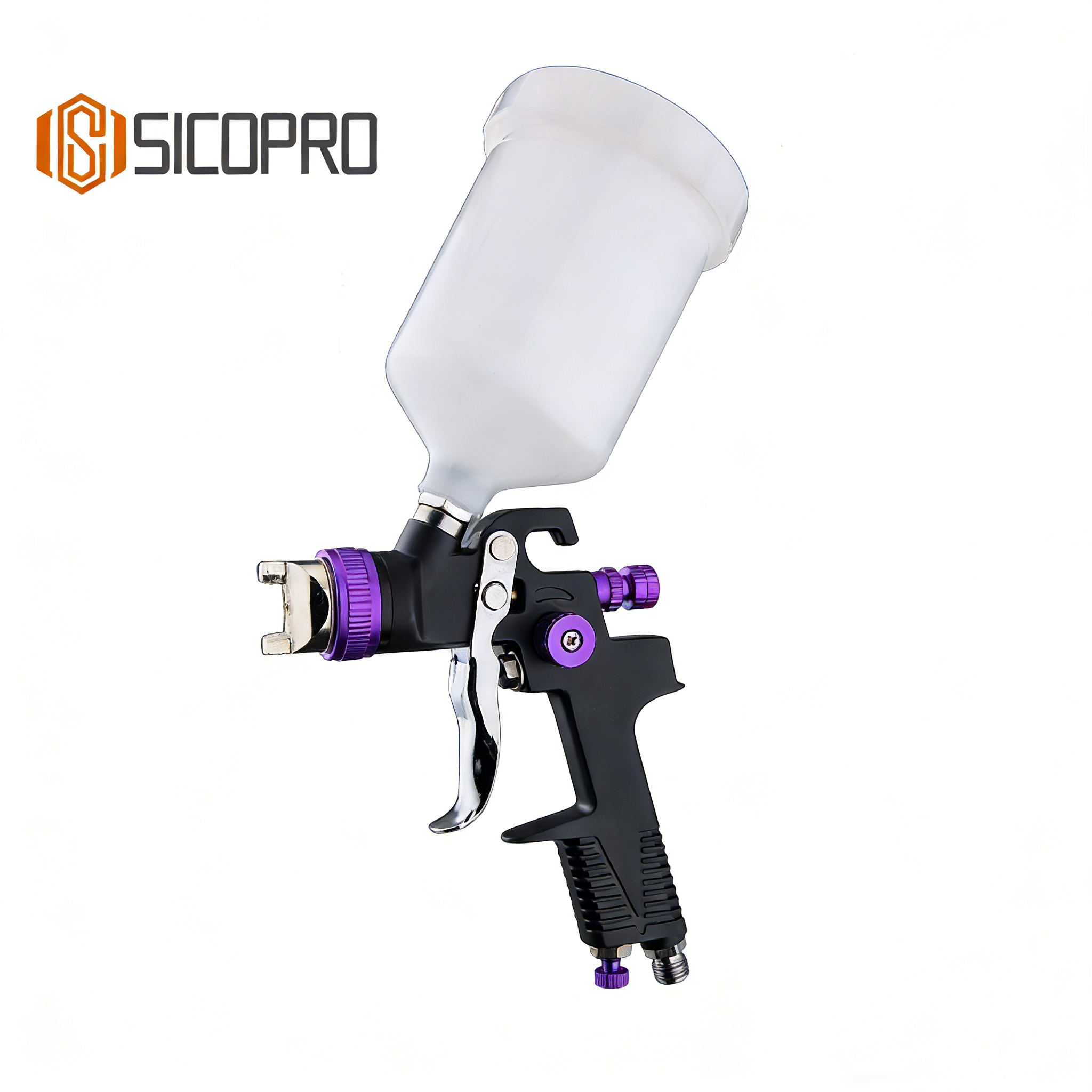 H970P LVLP Black Spray Gun - Purple Knob Design for Auto Refinish