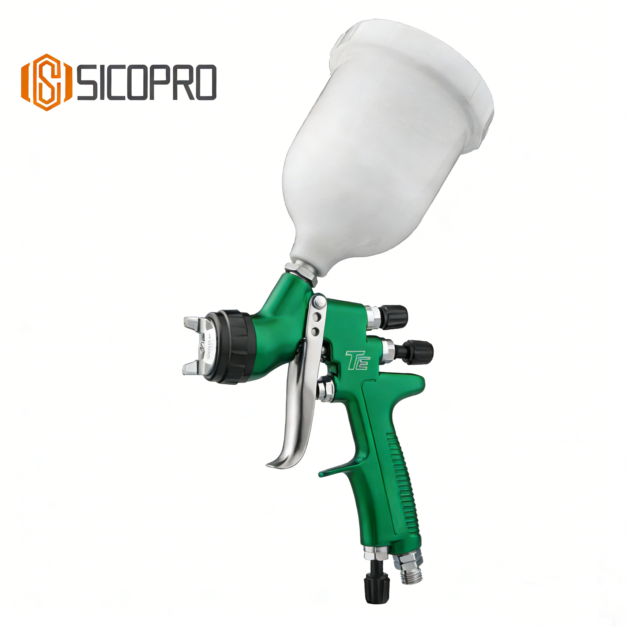 TE LVLP Gravity Feed Spray Gun – Green Edition – Automotive Refinishing Paint Gun