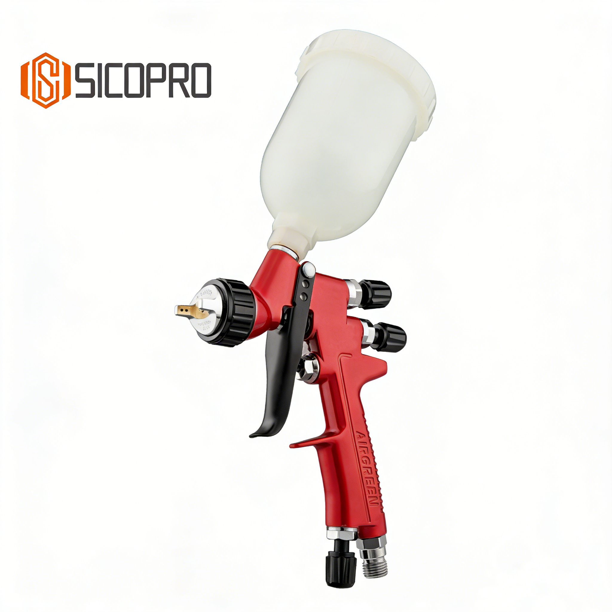 mini888 LVLP Gravity Feed Spray Gun – Red Finish