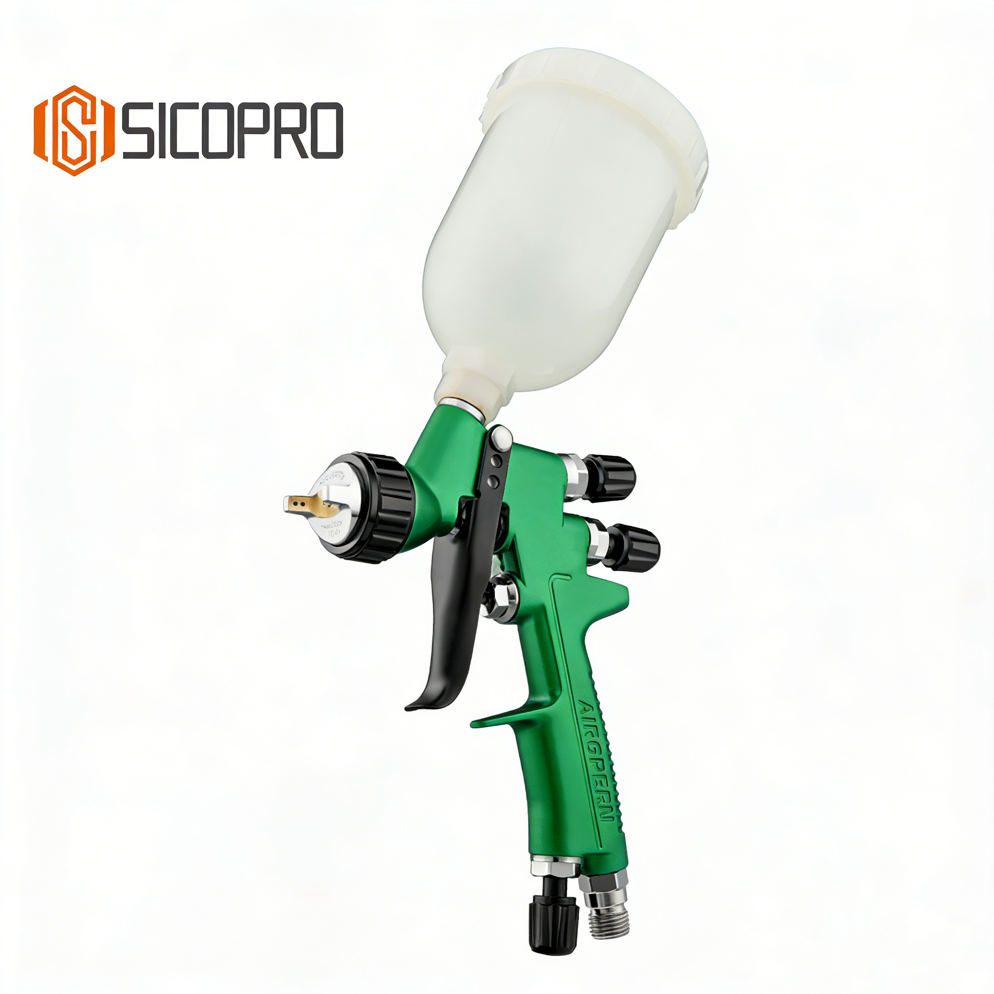mini888 LVLP Gravity Feed Spray Gun – Green Finish