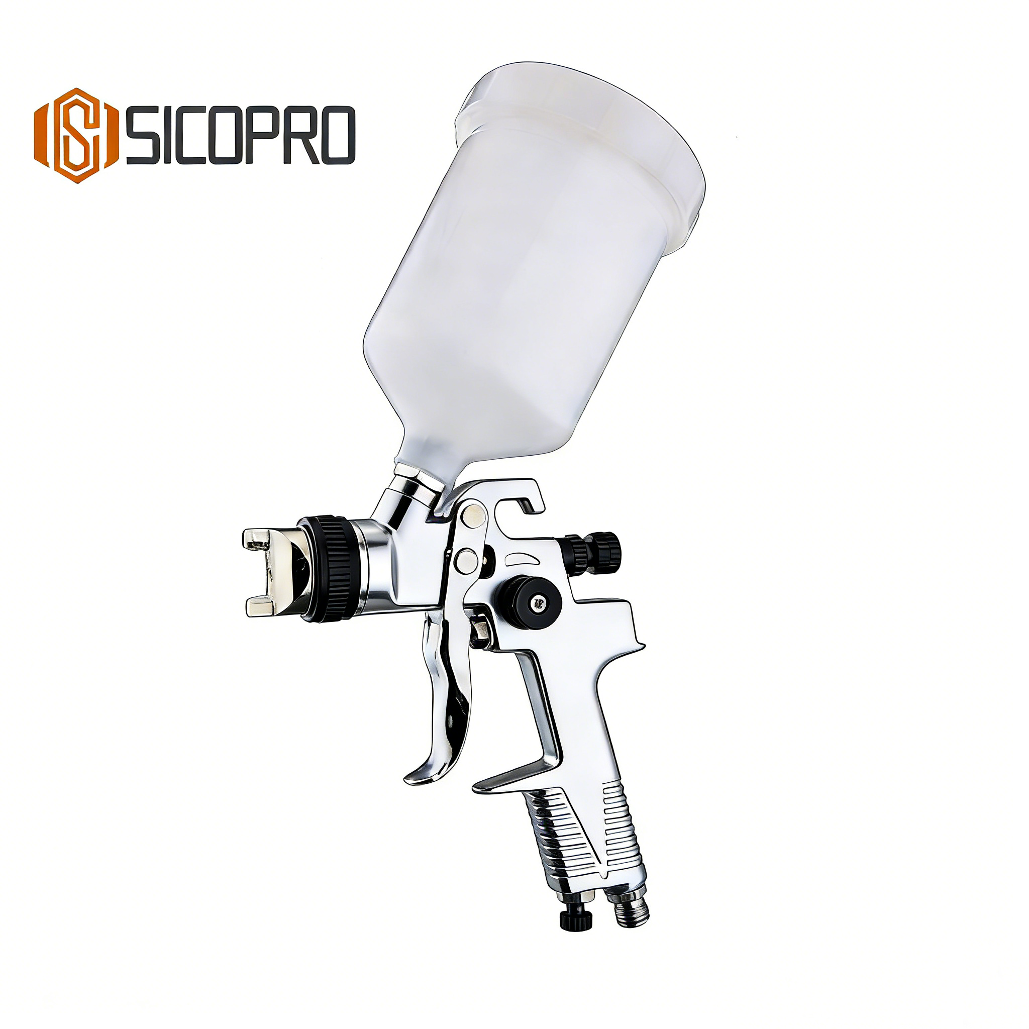 H970P LVLP Spray Gun - Chrome Finish with Black Knobs