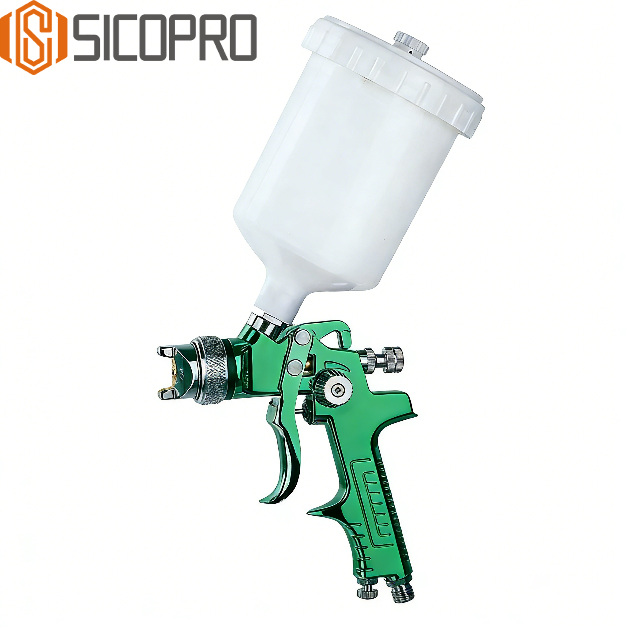 SICOPRO AS-1001P Green LVLP Gravity Feed Spray Gun for Automotive & Industrial Use
