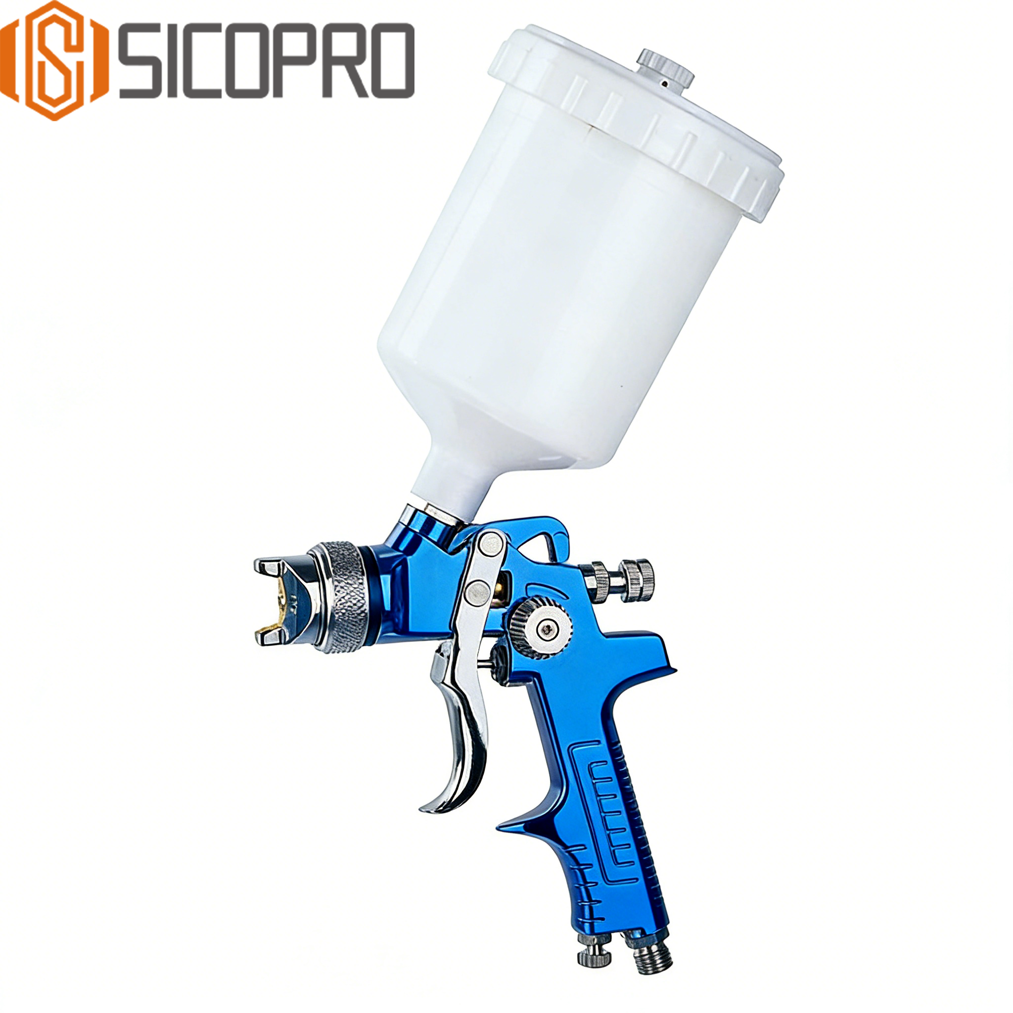 SICOPRO AS-1001P Blue LVLP Gravity Feed Spray Gun for Automotive Painting