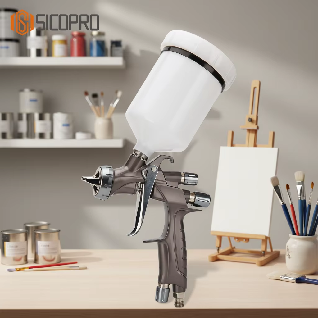 Professional Car Body Repair Refinished Painting LVLP Spray Gun 600ml Gravity Feed