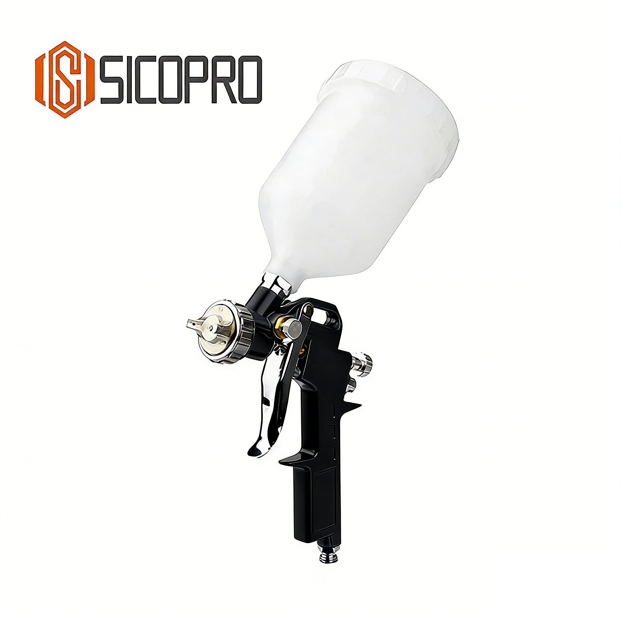 SICOPRO Black LVLP Gravity Feed Spray Gun for Automotive and Furniture Refinishing