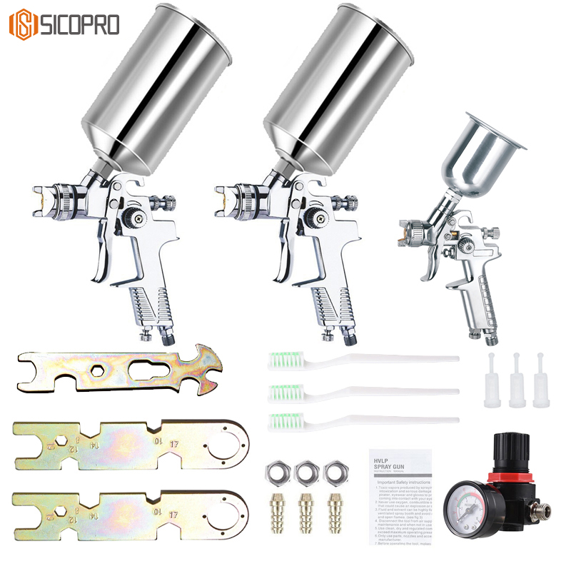 Sicopro LVLP Spray Gun Kit – H-970P + H-2000P with Metal Cup, Professional Automotive Paint Tool Set