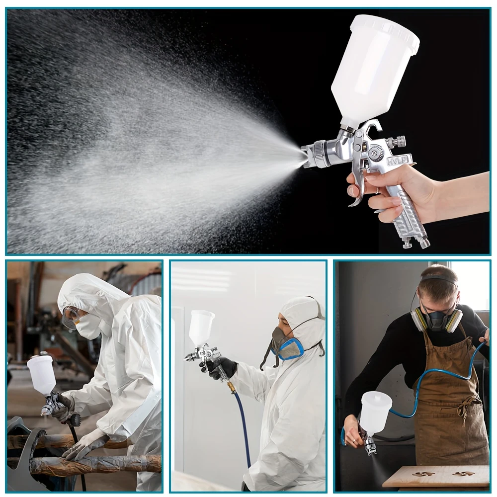 H-827P+H-2000P LVLP Chrome Spray Gun Kit with Plastic Cups