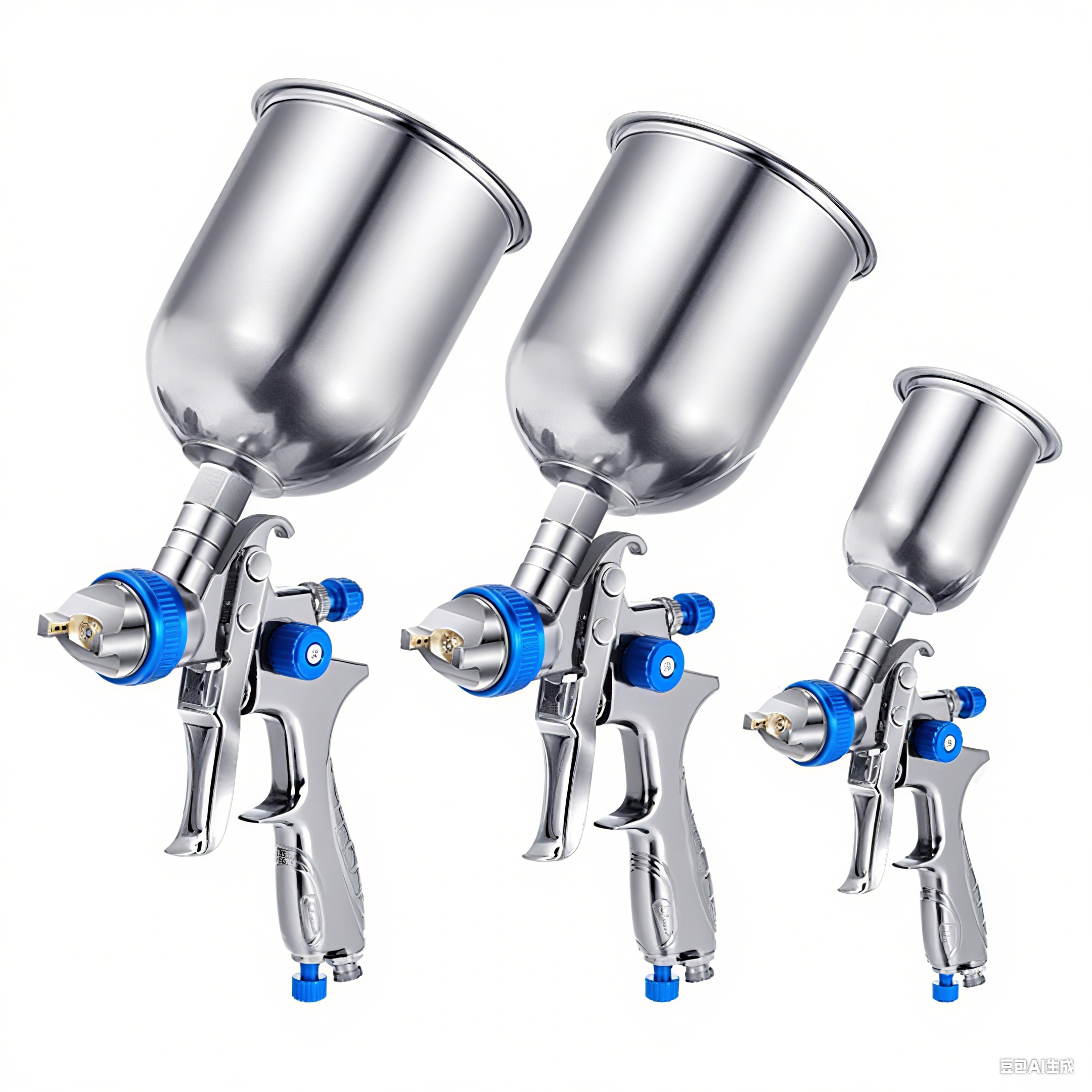 H-887P LVLP Spray Gun Kit – Blue 3-Gun Set with Aluminum Cups & MF-05 Regulator