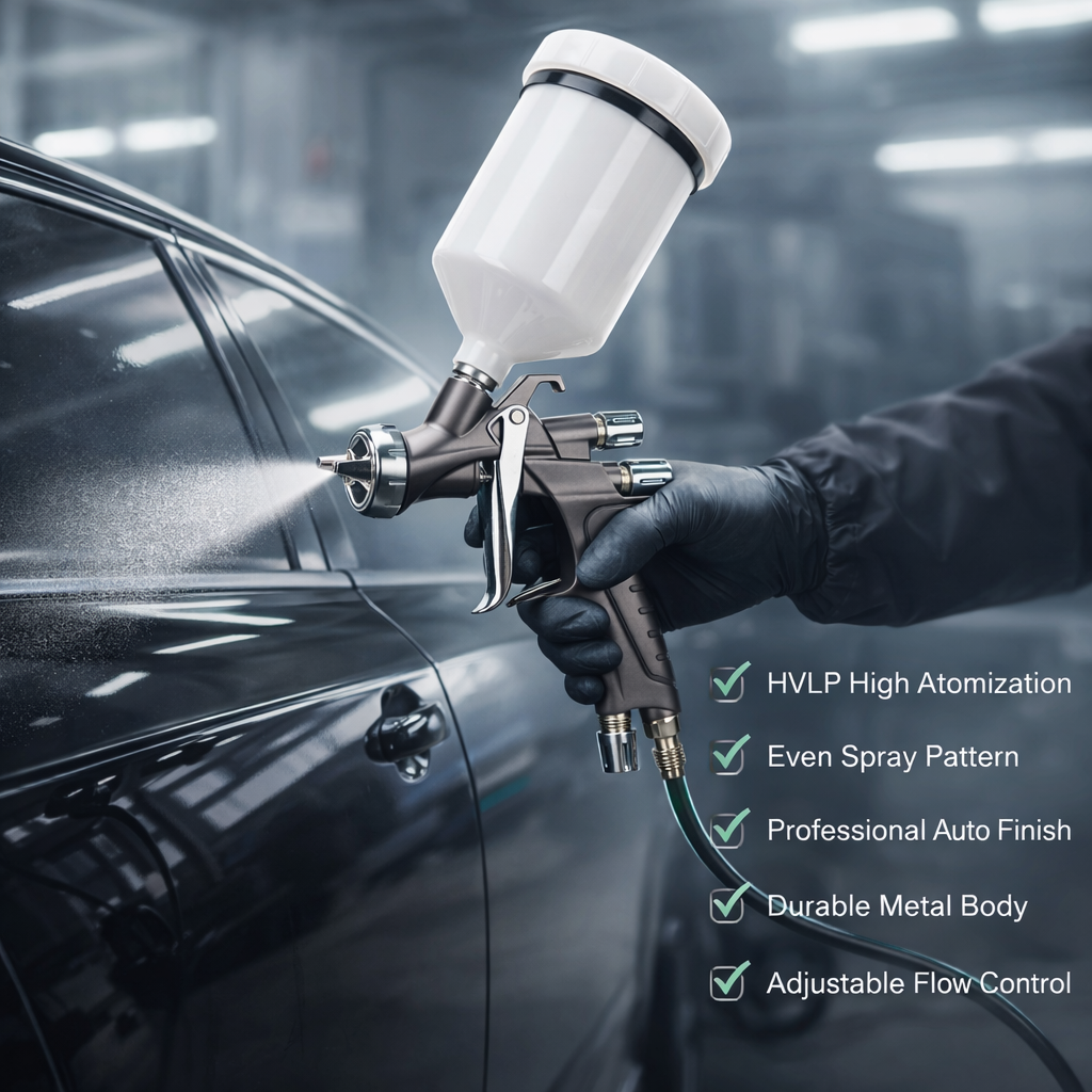 600ml Gravity Feed Car Body Repair Refinished Painting LVLP Spray Gun Professional