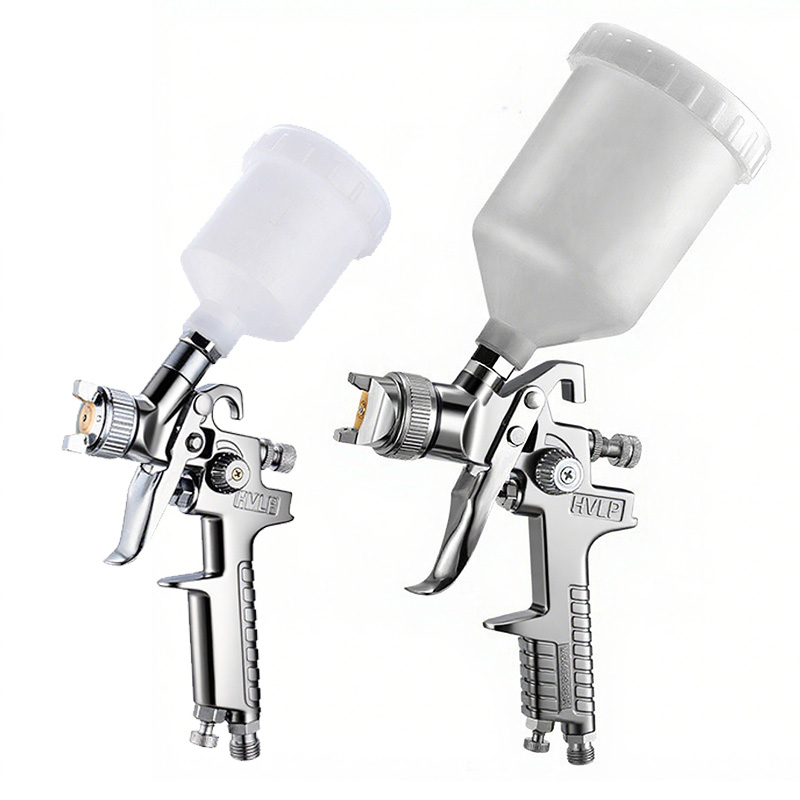 H-827P+H-2000P LVLP Chrome Spray Gun Kit with Plastic Cups and Case