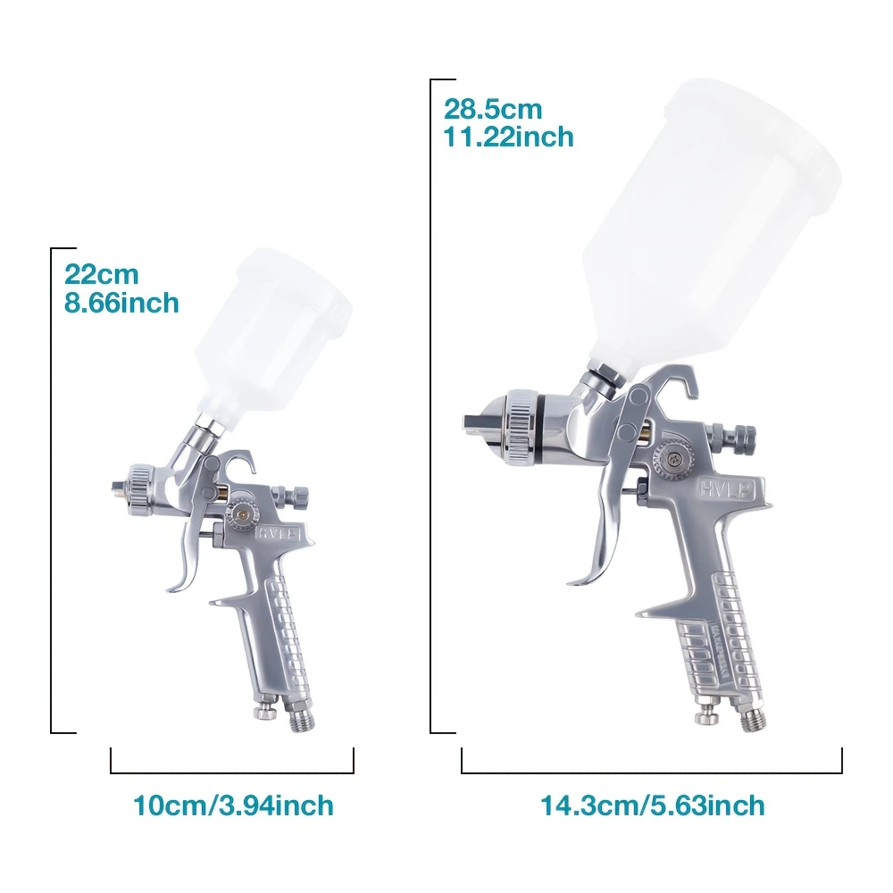 H-827P+H-2000P LVLP Chrome Spray Gun Kit with Plastic Cups