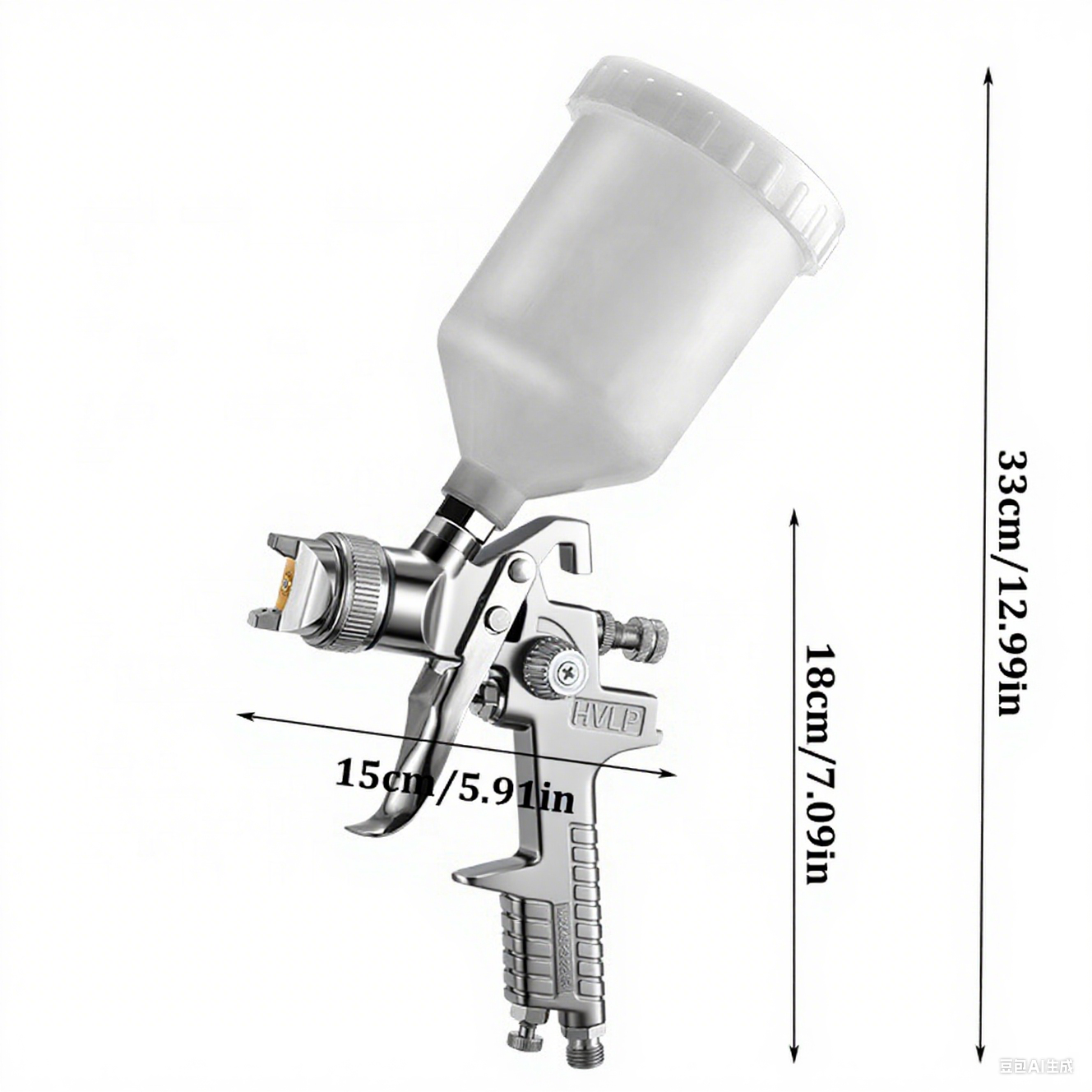 H-827P+H-2000P LVLP Chrome Spray Gun Kit with Plastic Cups and Case